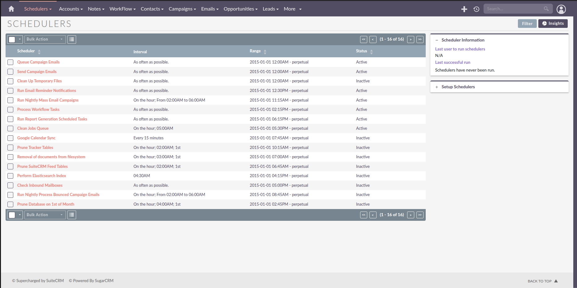 Scheduler List View