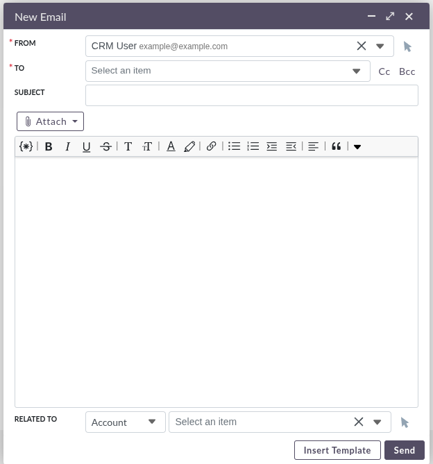 Compose modal opening from an email address link on a record