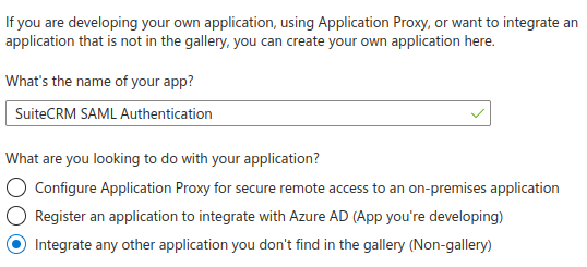 SuiteCRM SSO Azure new application side window