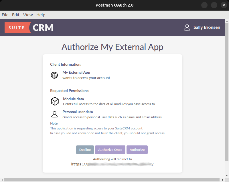 Authorization approval screen